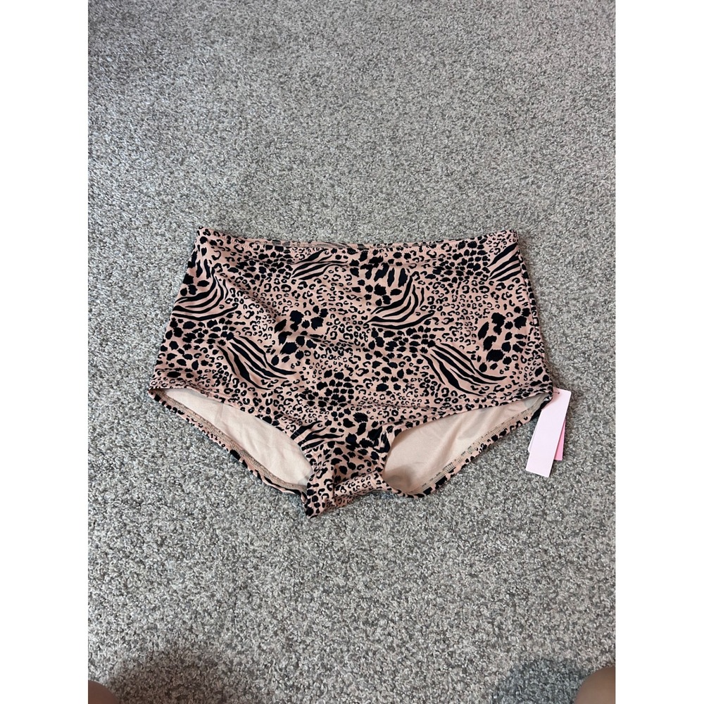 Victoria's Secret Animal High Waist Bikini Bottom Leopard Zebra Tan Black M